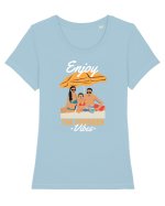Enjoy the Summer Vibes Tricou mânecă scurtă guler larg fitted Damă Expresser
