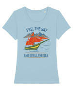 Feel the Sky and Smell the Sea Tricou mânecă scurtă guler larg fitted Damă Expresser