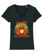 Happy Camping to Everyone Tricou mânecă scurtă guler V Damă Evoker