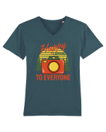 Happy Camping to Everyone Tricou mânecă scurtă guler V Bărbat Presenter