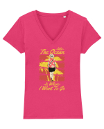 Into the Ocean is Where I Want to Go Tricou mânecă scurtă guler V Damă Evoker