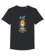 Keep Calm Summer is On! Tricou mânecă scurtă guler larg Bărbat Skater