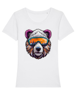 Snowboarding bear Tricou mânecă scurtă guler larg fitted Damă Expresser