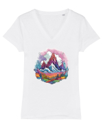 Fantasy Mountains Tricou mânecă scurtă guler V Damă Evoker