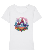Fantasy Mountains Tricou mânecă scurtă guler larg fitted Damă Expresser
