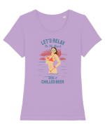 Let's Relax on the Beach with a Chilled Beer Tricou mânecă scurtă guler larg fitted Damă Expresser