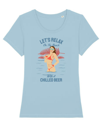 Let's Relax on the Beach with a Chilled Beer Sky Blue