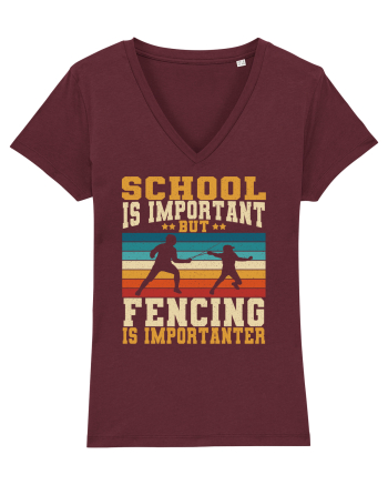 School Is Important But Fencing Is Importanter Grunge Style Burgundy