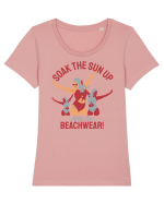 Soak the Sun Up with Our Beachwear! Tricou mânecă scurtă guler larg fitted Damă Expresser