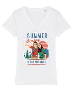 Summer Camping Is All You Need Tricou mânecă scurtă guler V Damă Evoker