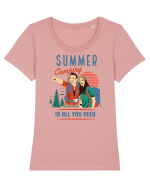 Summer Camping Is All You Need Tricou mânecă scurtă guler larg fitted Damă Expresser