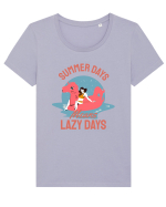 Summer Days Means Lazy Days Tricou mânecă scurtă guler larg fitted Damă Expresser
