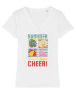 Summer is Here Give a Major Cheer! Tricou mânecă scurtă guler V Damă Evoker