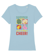 Summer is Here Give a Major Cheer! Tricou mânecă scurtă guler larg fitted Damă Expresser