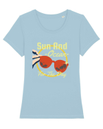 Sun and Ocean for the Day Tricou mânecă scurtă guler larg fitted Damă Expresser