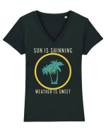 Sun is Shinning Weather is Sweet Tricou mânecă scurtă guler V Damă Evoker