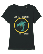 Sun is Shinning Weather is Sweet Tricou mânecă scurtă guler larg fitted Damă Expresser