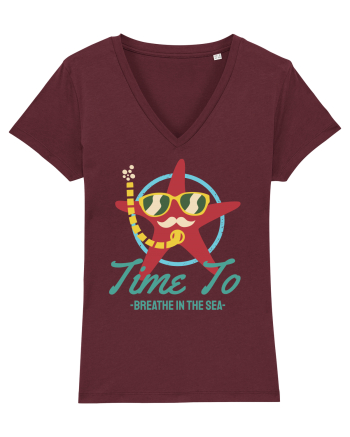 Time to Breathe in the Sea Burgundy