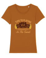 Time to Playing in the Sand Tricou mânecă scurtă guler larg fitted Damă Expresser