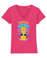 Tropical Chic Tricou mânecă scurtă guler V Damă Evoker