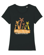 Where the Sun Always Smiles Tricou mânecă scurtă guler larg fitted Damă Expresser