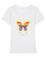 Butterfly Colors Tricou mânecă scurtă guler larg fitted Damă Expresser