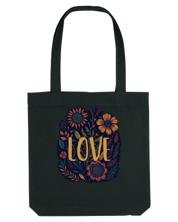 Love - flori boho Black