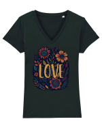 Love - flori boho Tricou mânecă scurtă guler V Damă Evoker