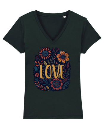 Love - flori boho Black
