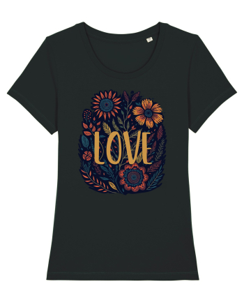 Love - flori boho Black