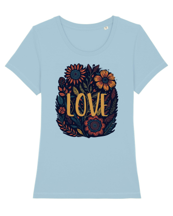 Love - flori boho Sky Blue