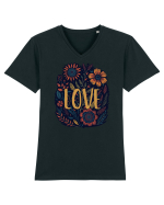 Love - flori boho Tricou mânecă scurtă guler V Bărbat Presenter