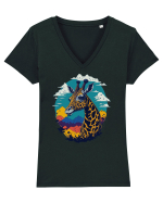 Girafa semiprofil Tricou mânecă scurtă guler V Damă Evoker