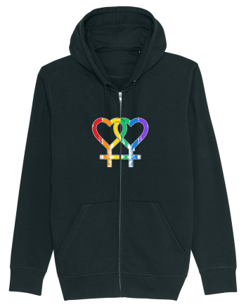 Lesbian Vintage Hearts Symbol Black