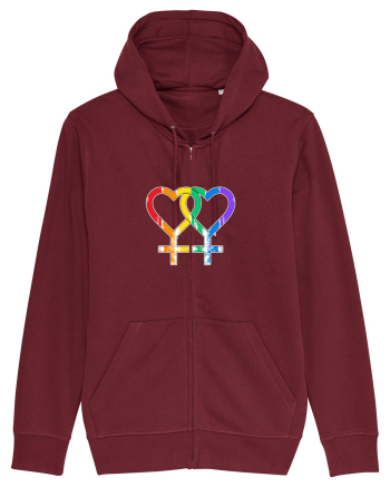 Lesbian Vintage Hearts Symbol Burgundy