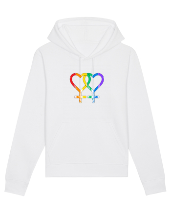 Lesbian Vintage Hearts Symbol White