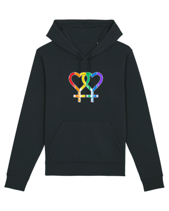 Lesbian Vintage Hearts Symbol Black