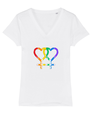 Lesbian Vintage Hearts Symbol White