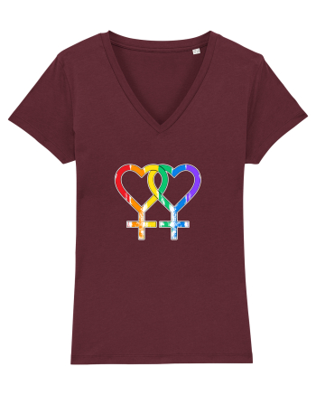 Lesbian Vintage Hearts Symbol Burgundy