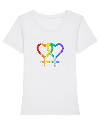 Lesbian Vintage Hearts Symbol White