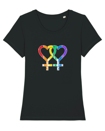 Lesbian Vintage Hearts Symbol Black