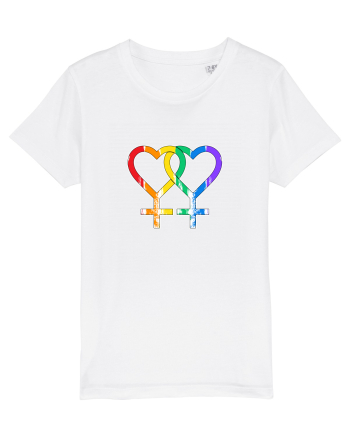 Lesbian Vintage Hearts Symbol White
