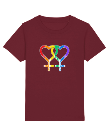 Lesbian Vintage Hearts Symbol Burgundy