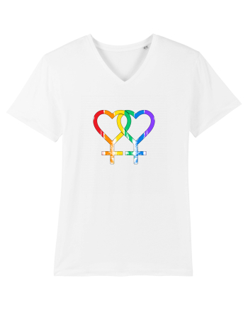 Lesbian Vintage Hearts Symbol White