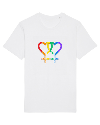 Lesbian Vintage Hearts Symbol White