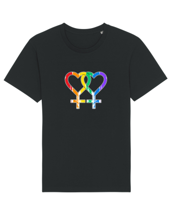 Lesbian Vintage Hearts Symbol Black