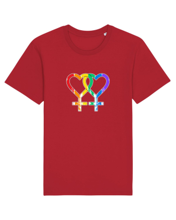 Lesbian Vintage Hearts Symbol Red
