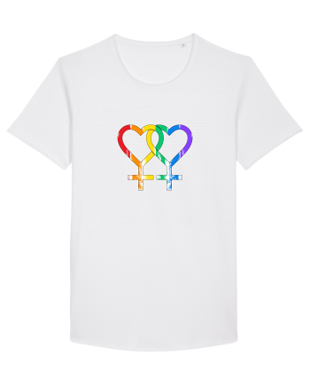 Lesbian Vintage Hearts Symbol White