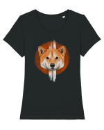 Shiba Inu Tricou mânecă scurtă guler larg fitted Damă Expresser