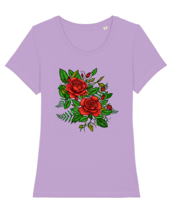 Trandafiri rosii printre frunze Lavender Dawn
